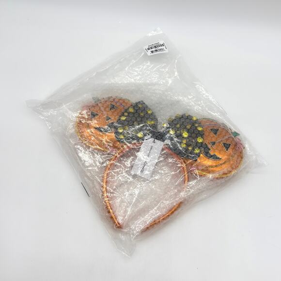 Baublebar Disney Orange Minnie Mouse Jack O Lantern Pumpkin Headband Ears NEW